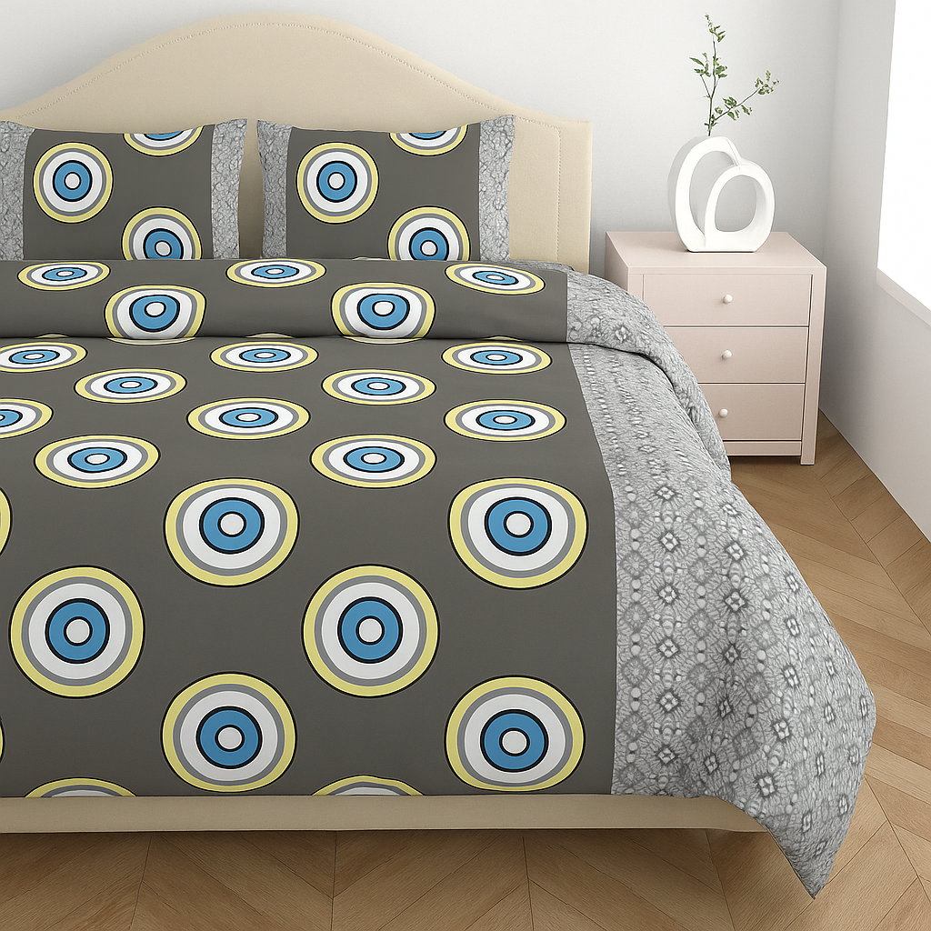 Premium 100% Cotton Double Bed Bedsheet with 2 Pillow Covers – 144 TC | King Size 2.75m x 2.75m