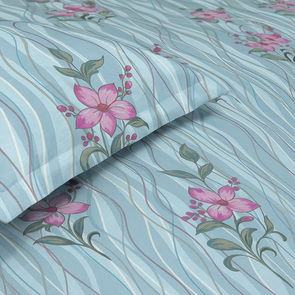 Premium 100% Cotton Double Bed Bedsheet with 2 Pillow Covers – 144 TC | King Size 2.75m x 2.75m