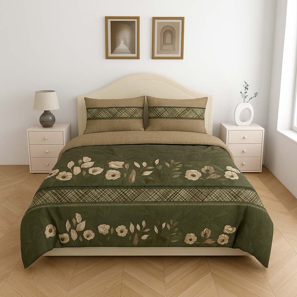 Luxury Satin Cotton 350 TC King Size Bedsheet with 2 Pillow Covers – 2.75 x 2.75 m