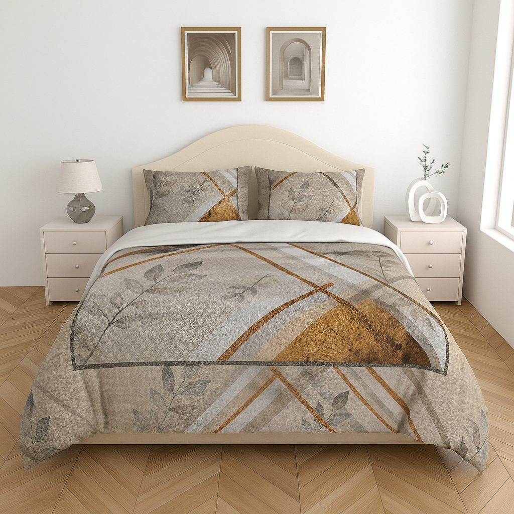 Luxury Satin Cotton 350 TC King Size Bedsheet with 2 Pillow Covers – 2.75 x 2.75 m