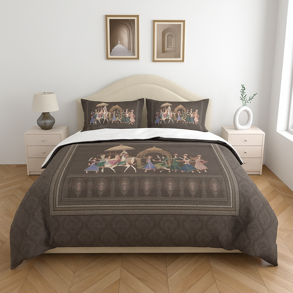 Luxury Satin Cotton 350 TC King Size Bedsheet with 2 Pillow Covers – 2.75 x 2.75 m