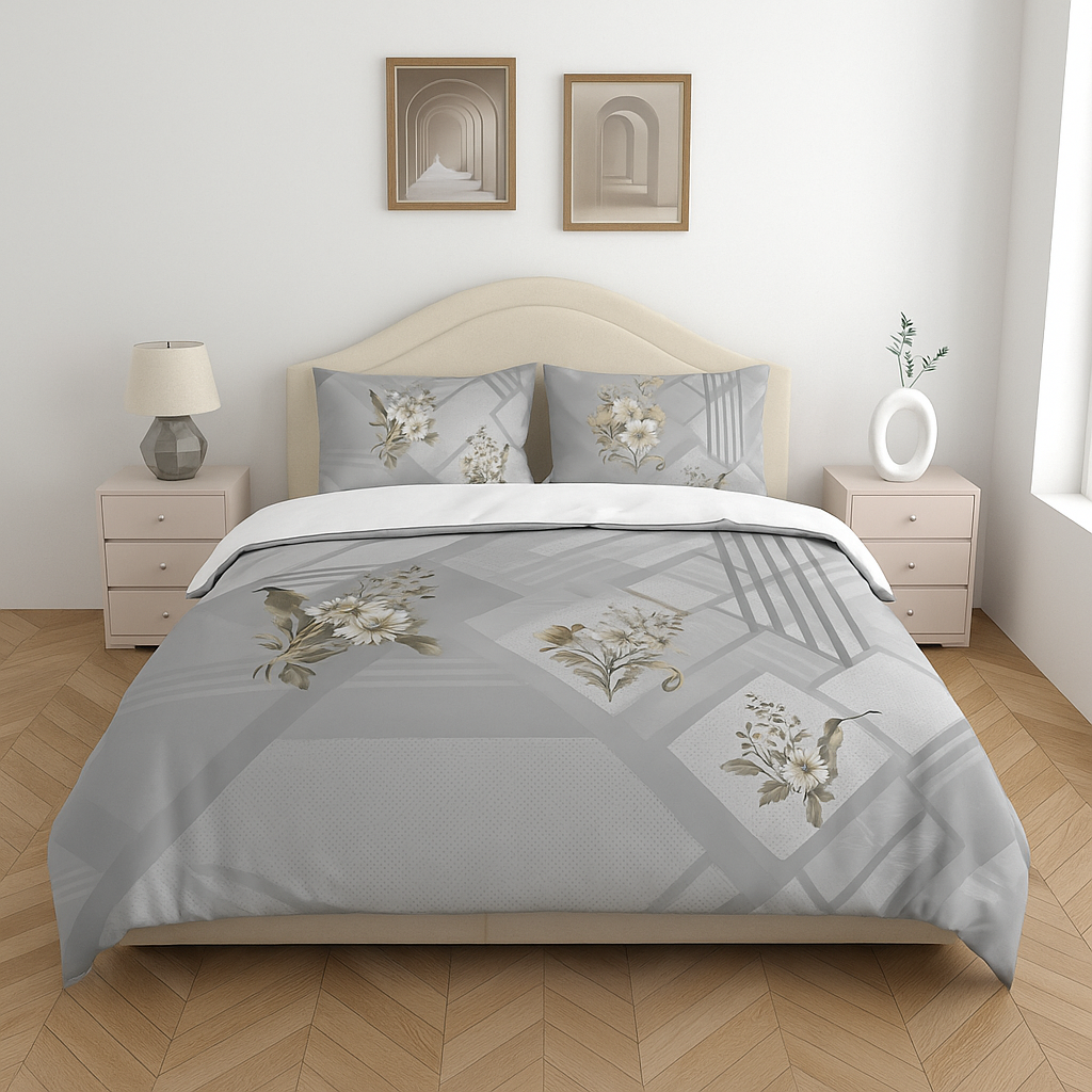 Luxury Satin Cotton 350 TC King Size Bedsheet with 2 Pillow Covers – 2.75 x 2.75 m