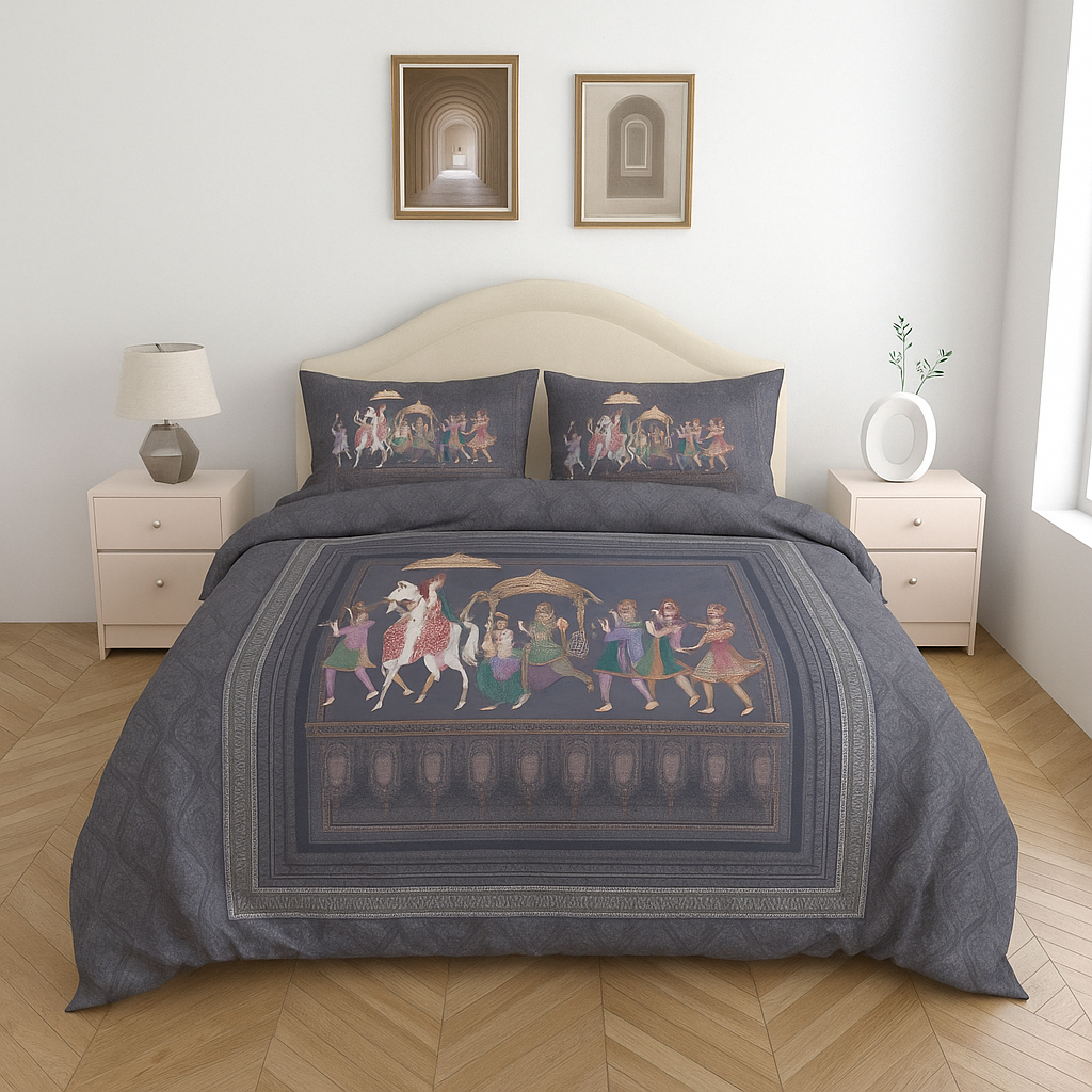 Luxury Satin Cotton 350 TC King Size Bedsheet with 2 Pillow Covers – 2.75 x 2.75 m