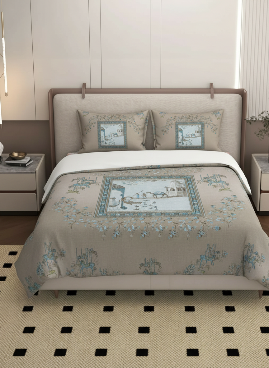 Luxury Satin Cotton 350 TC King Size Bedsheet with 2 Pillow Covers – 2.75 x 2.75 m