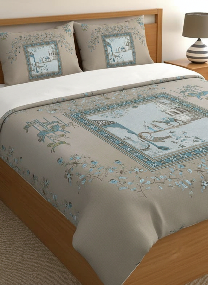 Luxury Satin Cotton 350 TC King Size Bedsheet with 2 Pillow Covers – 2.75 x 2.75 m