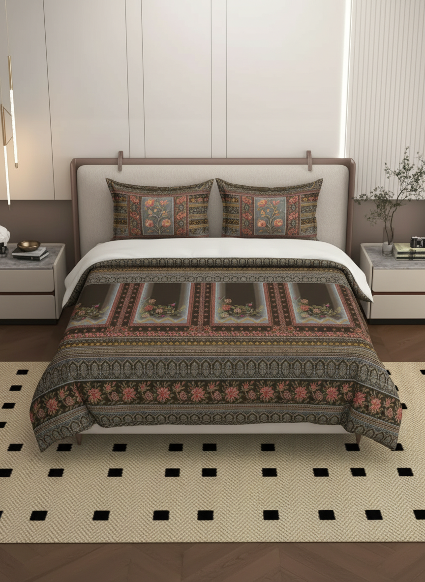 Luxury Satin Cotton 350 TC King Size Bedsheet with 2 Pillow Covers – 2.75 x 2.75 m