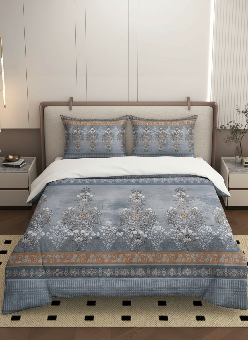 Luxury Satin Cotton 350 TC King Size Bedsheet with 2 Pillow Covers – 2.75 x 2.75 m