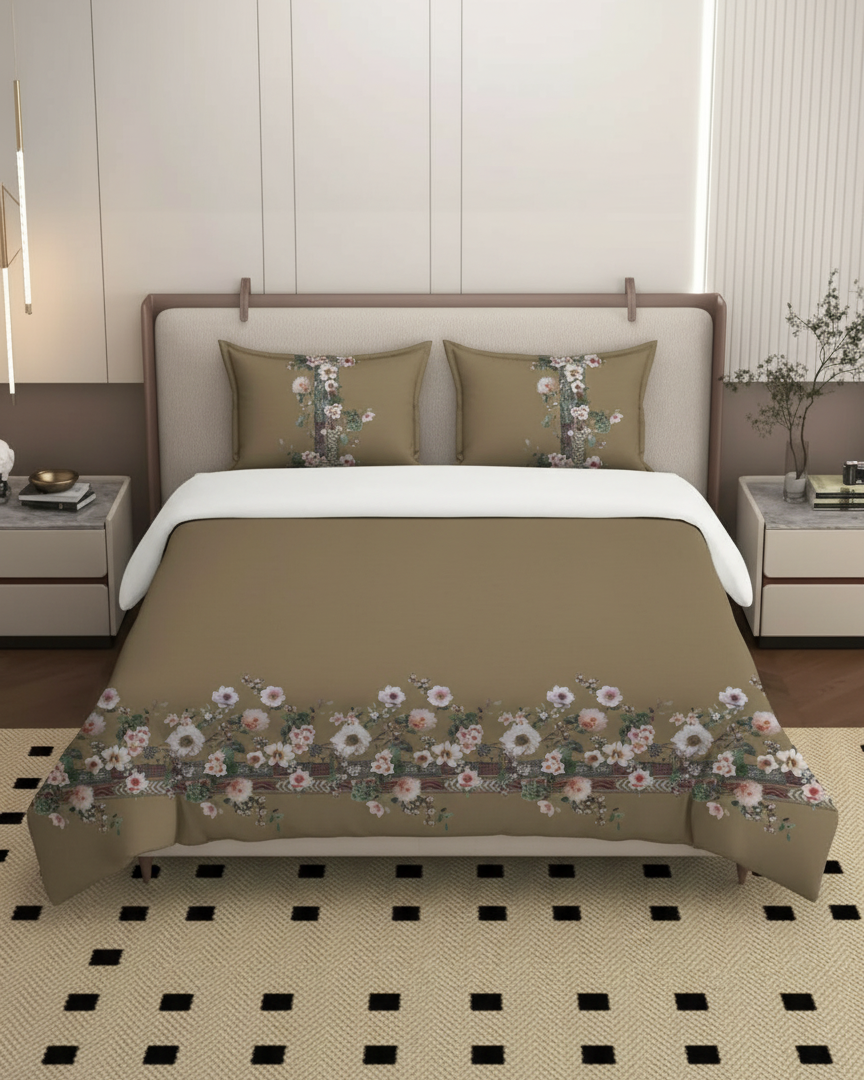 Luxury Satin Cotton 350 TC King Size Bedsheet with 2 Pillow Covers – 2.75 x 2.75 m