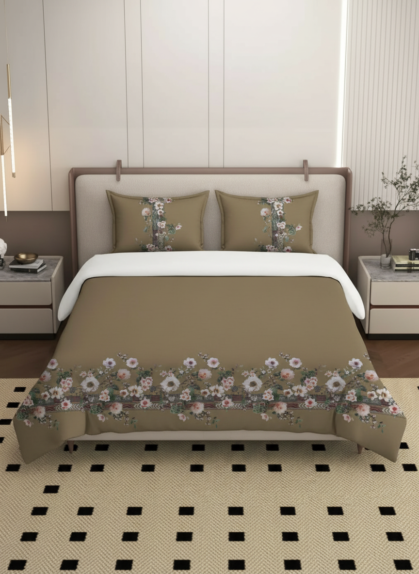 Luxury Satin Cotton 350 TC King Size Bedsheet with 2 Pillow Covers – 2.75 x 2.75 m