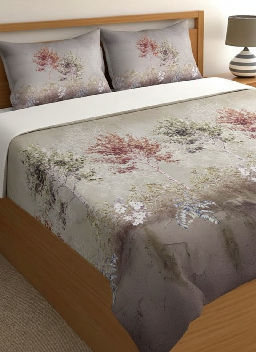 Luxury Satin Cotton 350 TC King Size Bedsheet with 2 Pillow Covers – 2.75 x 2.75 m