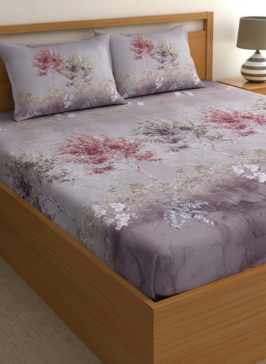 Luxury Satin Cotton 350 TC King Size Bedsheet with 2 Pillow Covers – 2.75 x 2.75 m