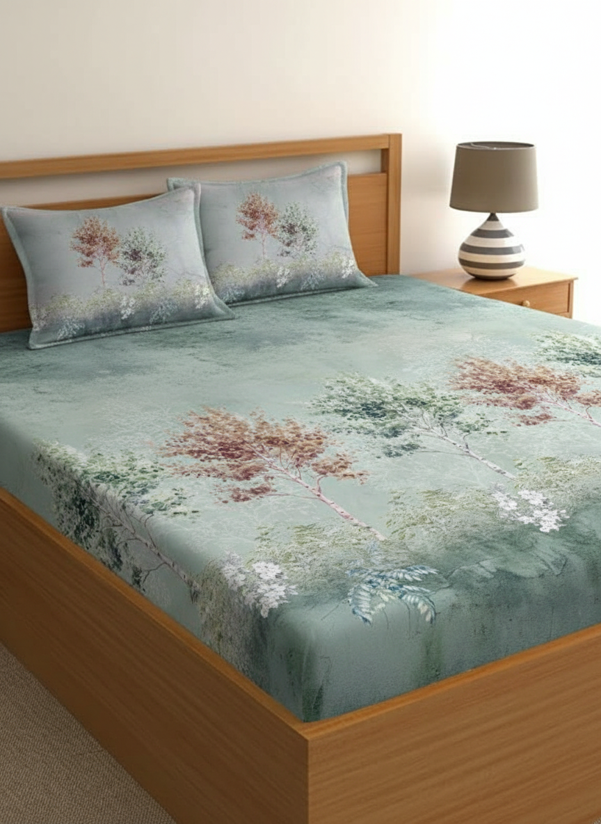 Luxury Satin Cotton 350 TC King Size Bedsheet with 2 Pillow Covers – 2.75 x 2.75 m
