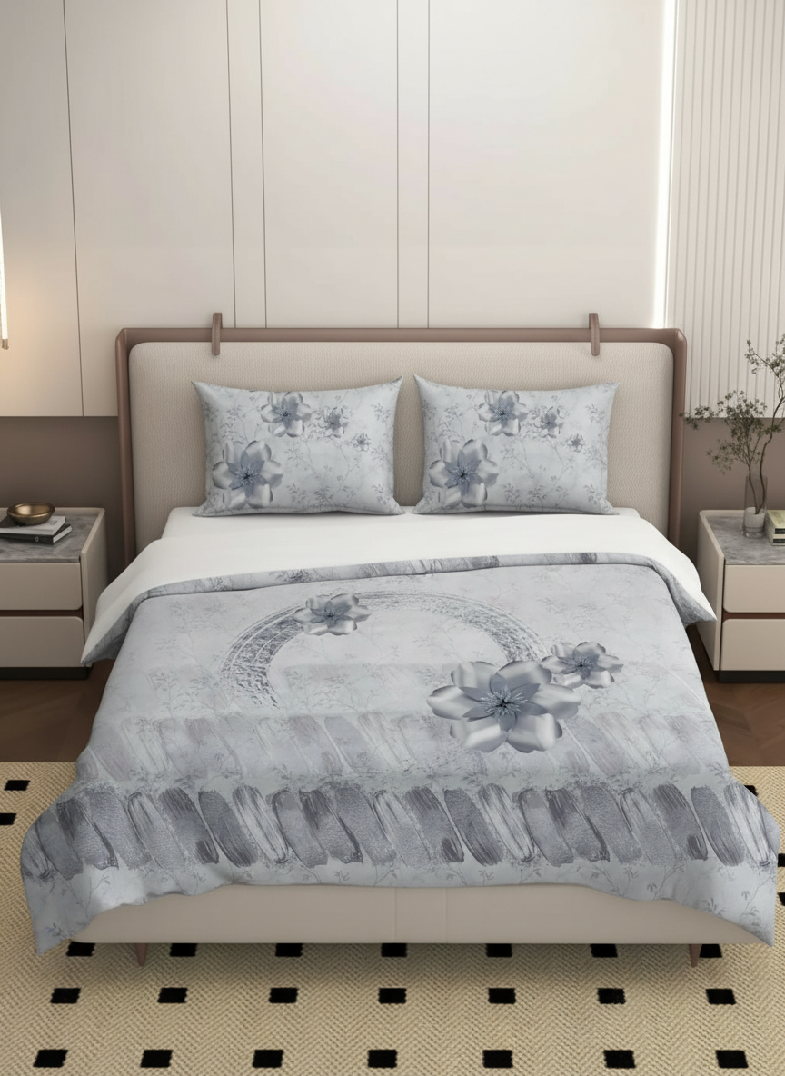 Luxury Satin Cotton 350 TC King Size Bedsheet with 2 Pillow Covers – 2.75 x 2.75 m