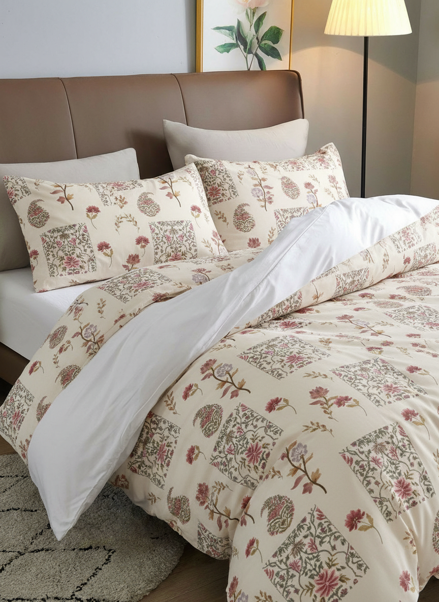 Soft Microfiber Bedding Set with Comforter, Bedsheet & Pillow Covers