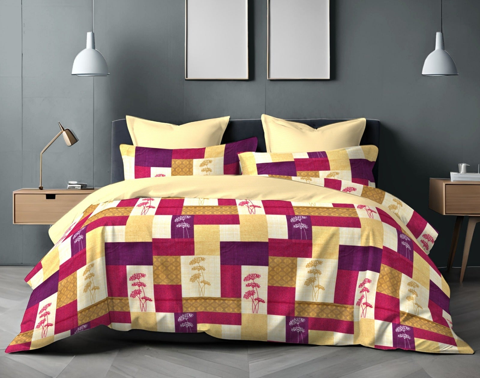 Cotton Single Bed Bedsheet Set with 2 Pillow Covers – 120 TC (1.48x2.25m)