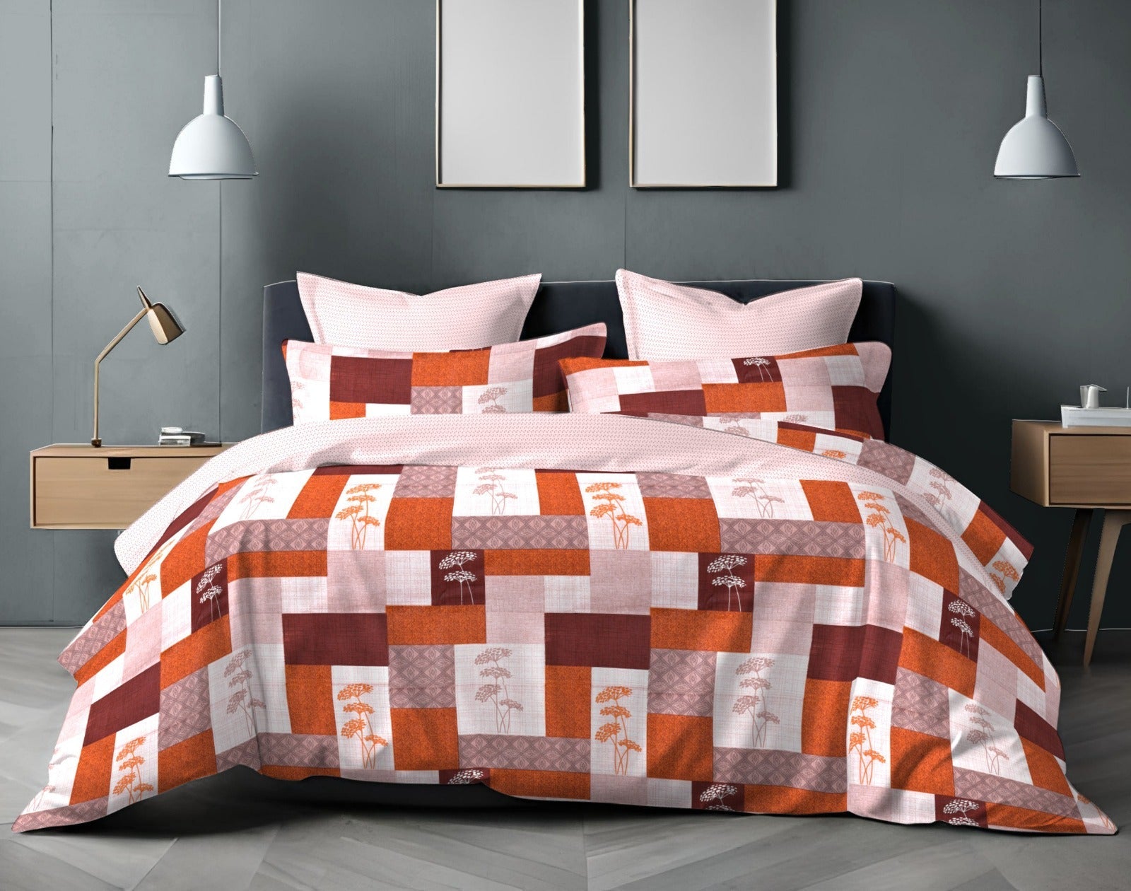 Cotton Single Bed Bedsheet Set with 2 Pillow Covers – 120 TC (1.48x2.25m)