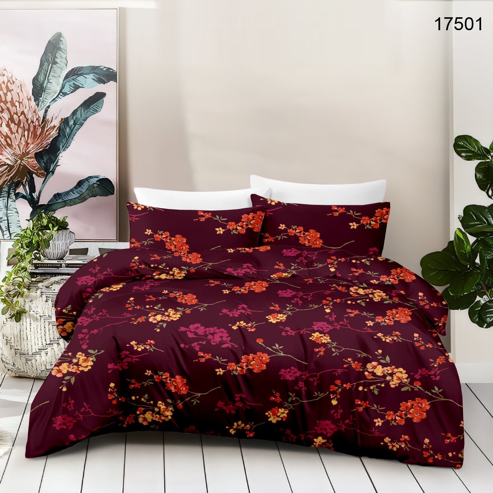 Cotton King Size Bedsheet Set - 180 TC (2.75 x 2.75m) with 2 Pillow Covers