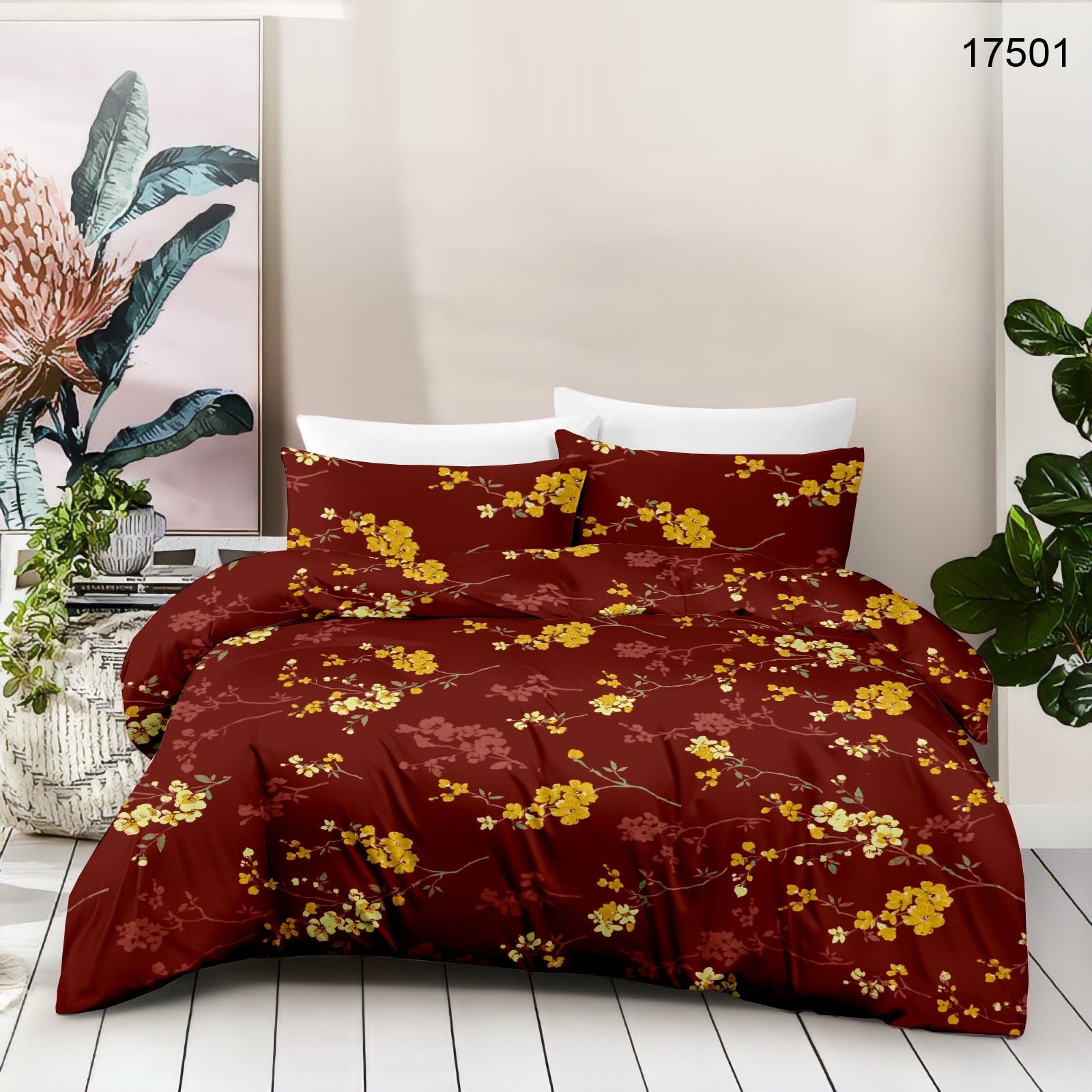Cotton King Size Bedsheet Set - 180 TC (2.75 x 2.75m) with 2 Pillow Covers