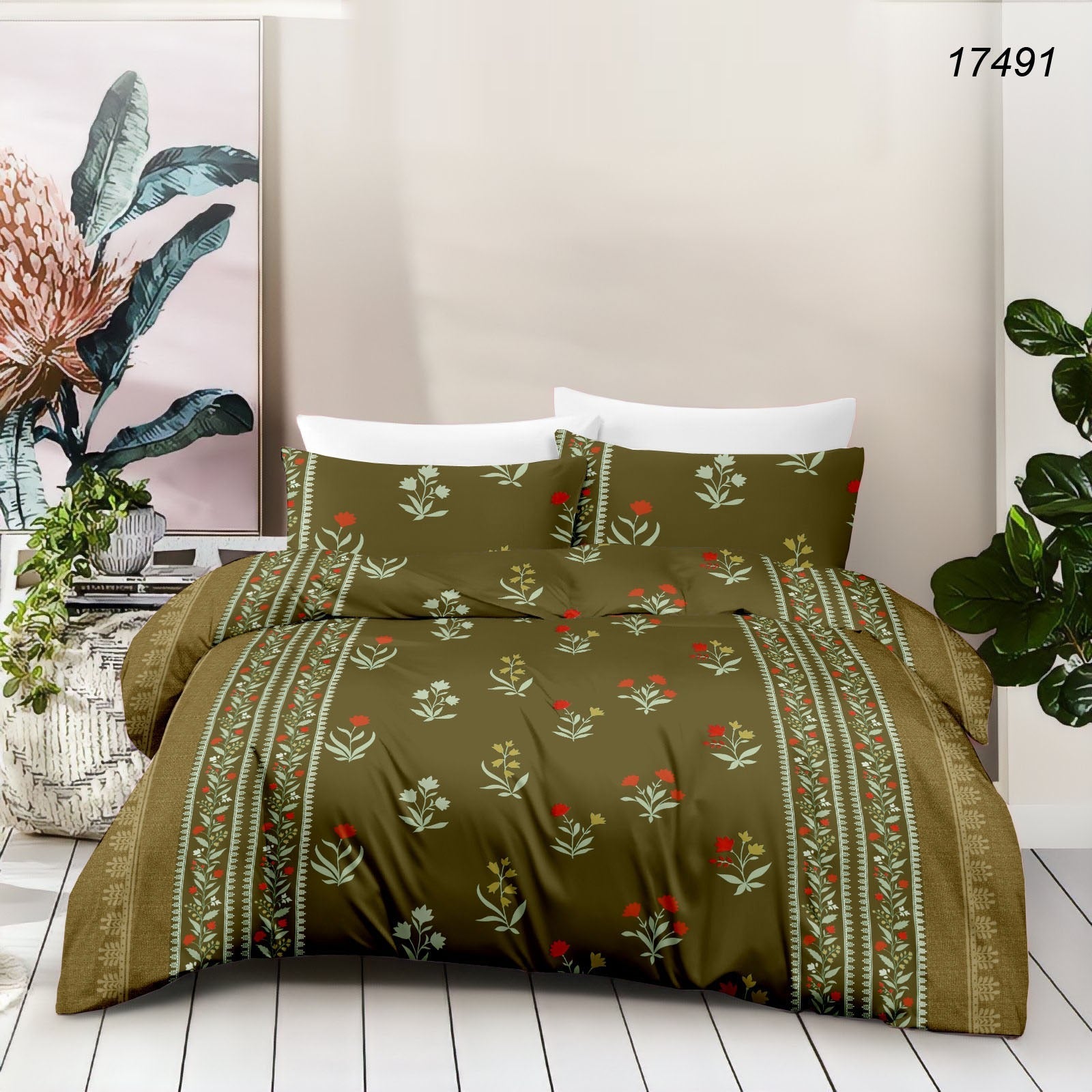 Cotton King Size Bedsheet Set - 180 TC (2.75 x 2.75m) with 2 Pillow Covers