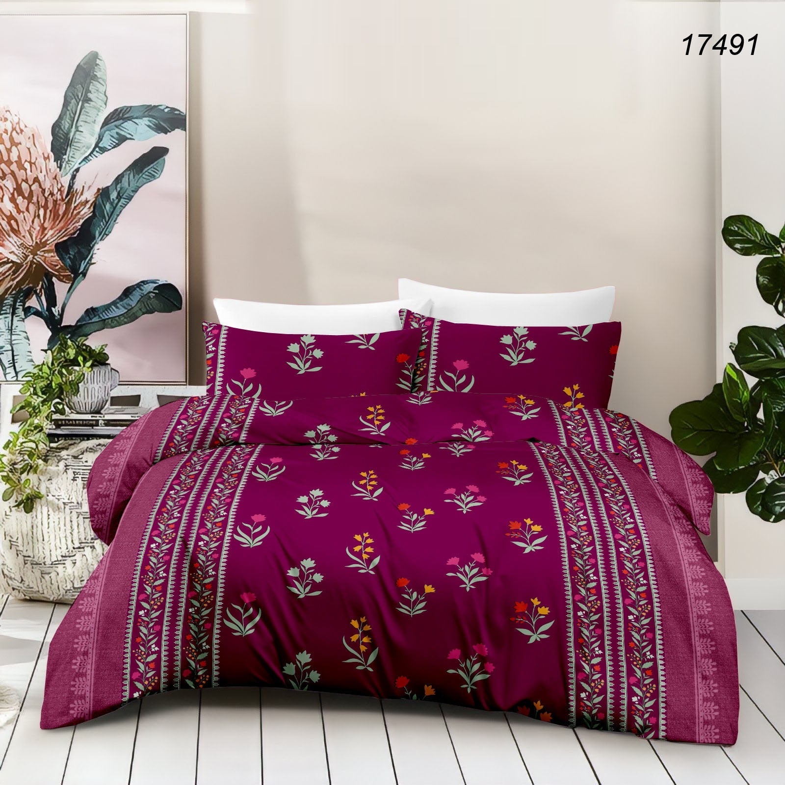 Cotton King Size Bedsheet Set - 180 TC (2.75 x 2.75m) with 2 Pillow Covers