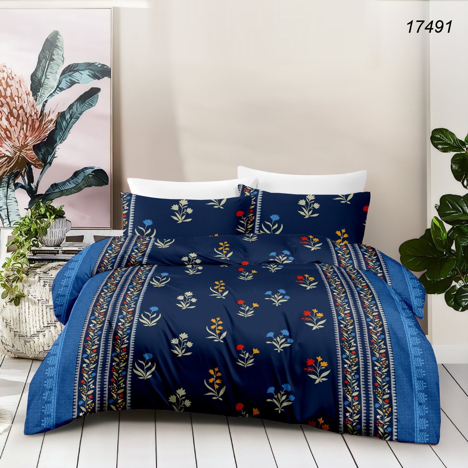 Cotton King Size Bedsheet Set - 180 TC (2.75 x 2.75m) with 2 Pillow Covers