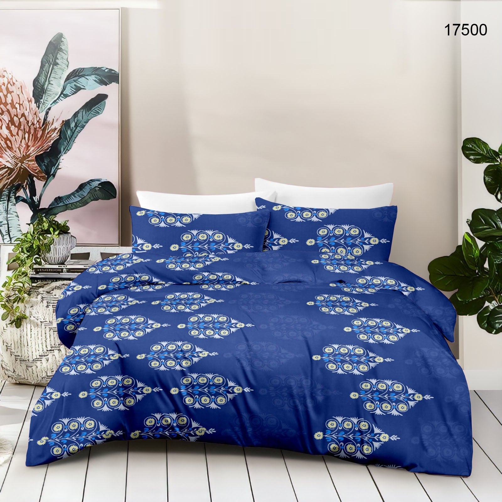 Cotton King Size Bedsheet Set - 180 TC (2.75 x 2.75m) with 2 Pillow Covers