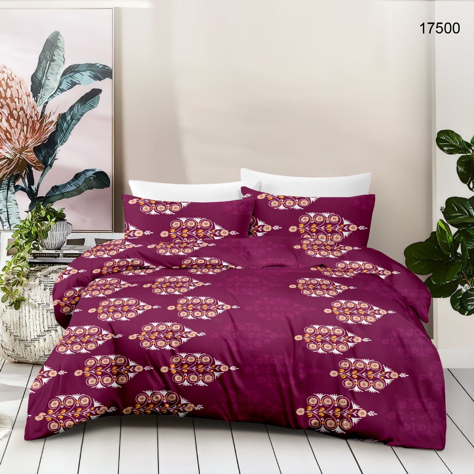 Cotton King Size Bedsheet Set - 180 TC (2.75 x 2.75m) with 2 Pillow Covers