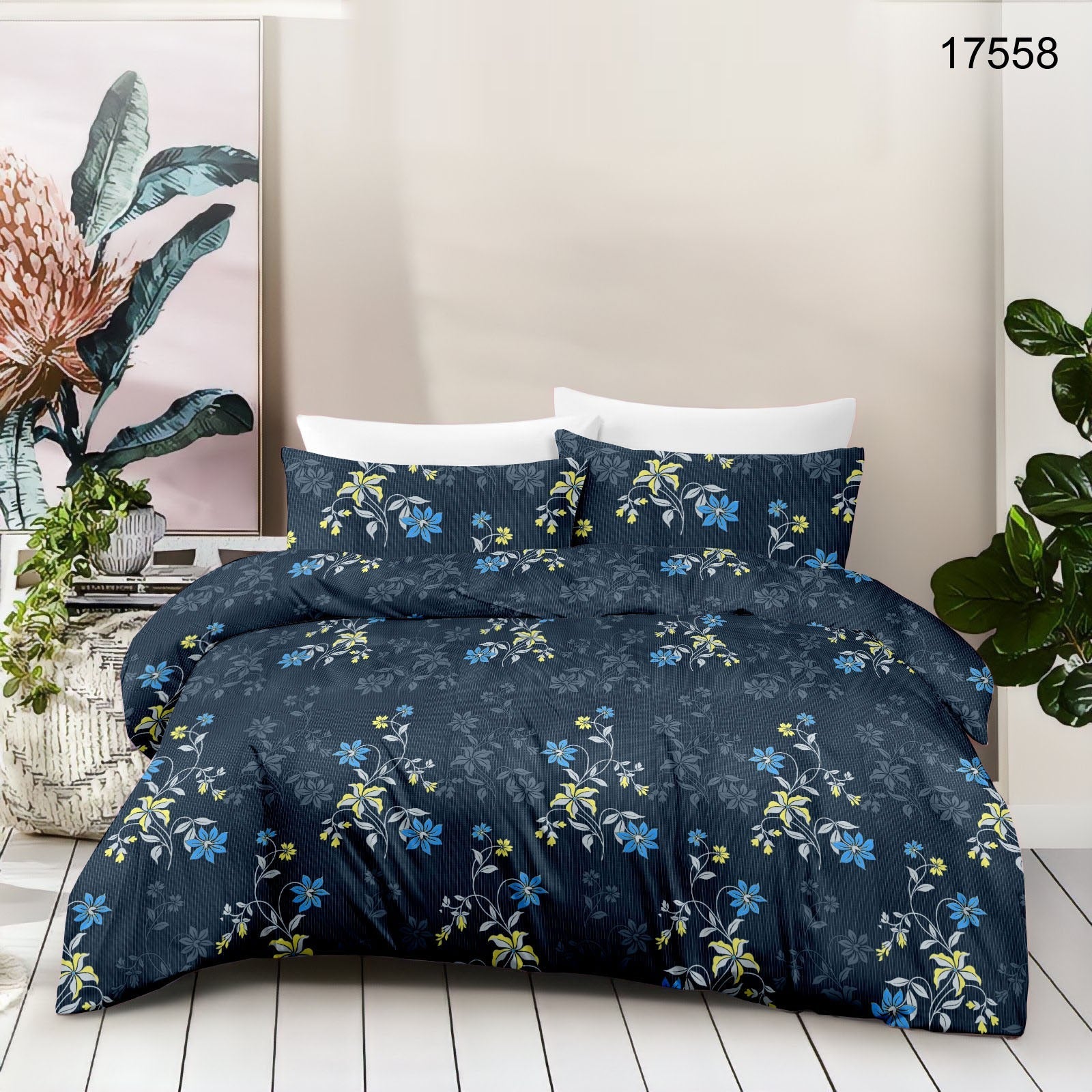 Cotton King Size Bedsheet Set (120 TC) with 2 Pillow Covers – 2.75x2.75m