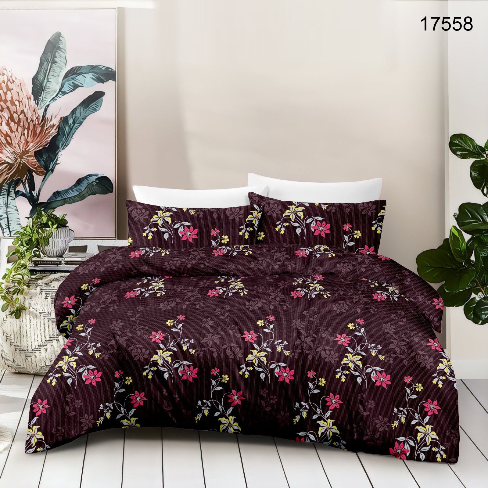 Cotton King Size Bedsheet Set (120 TC) with 2 Pillow Covers – 2.75x2.75m