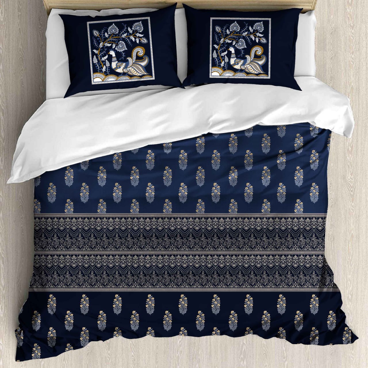 King Size Cotton Bedsheet Set - 120 TC (2.75x2.75m) with 2 Pillow Covers