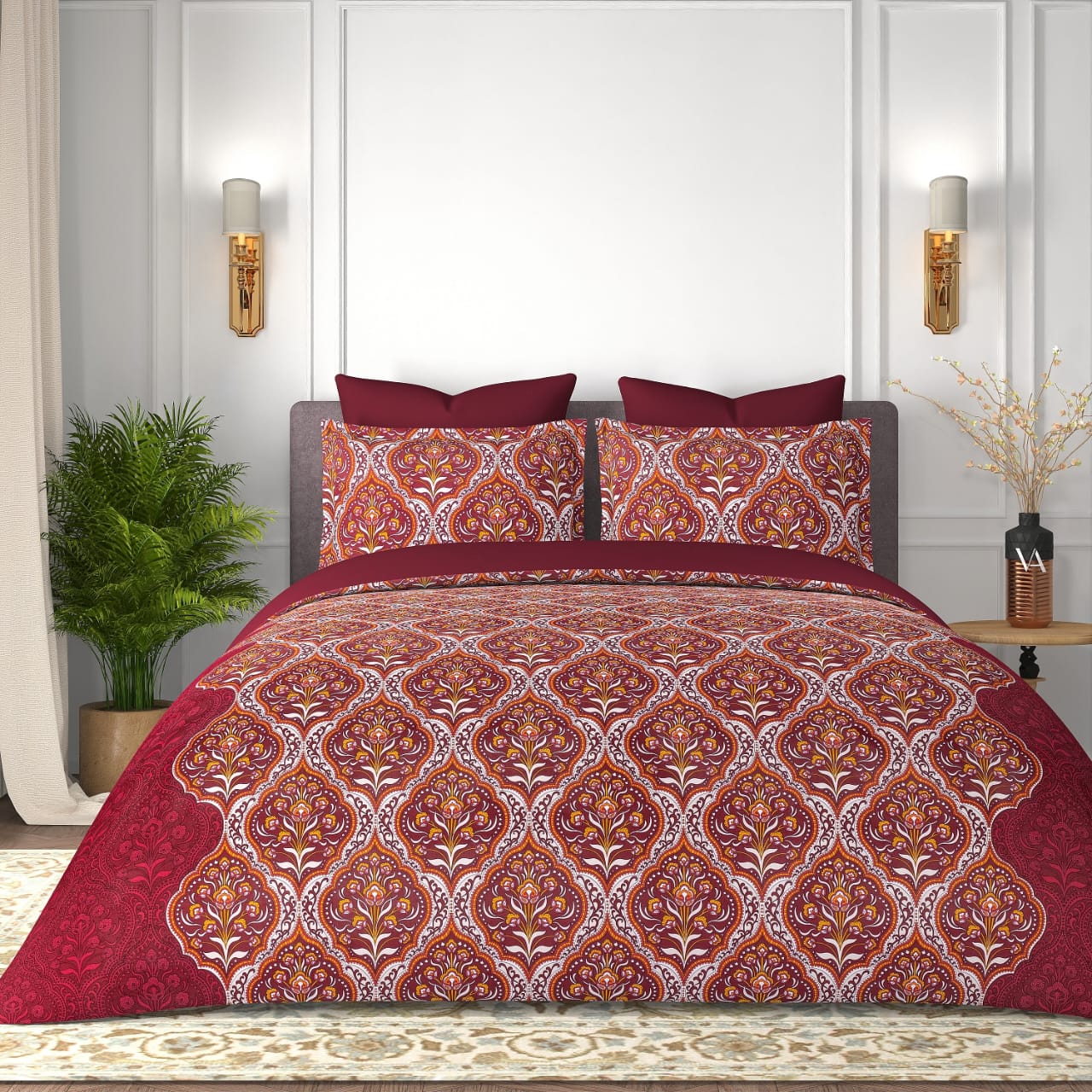Cotton King Size Bedsheet Set - 180 TC (2.75 x 2.75m) with 2 Pillow Covers