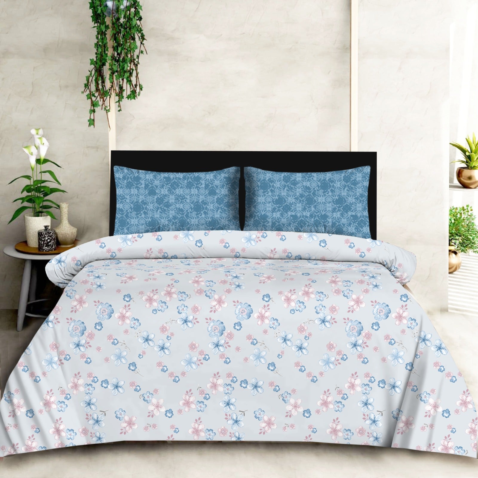 Premium Cotton 180TC King Size Bedsheet with 2 Pillow Covers – 2.75m x 2.75m