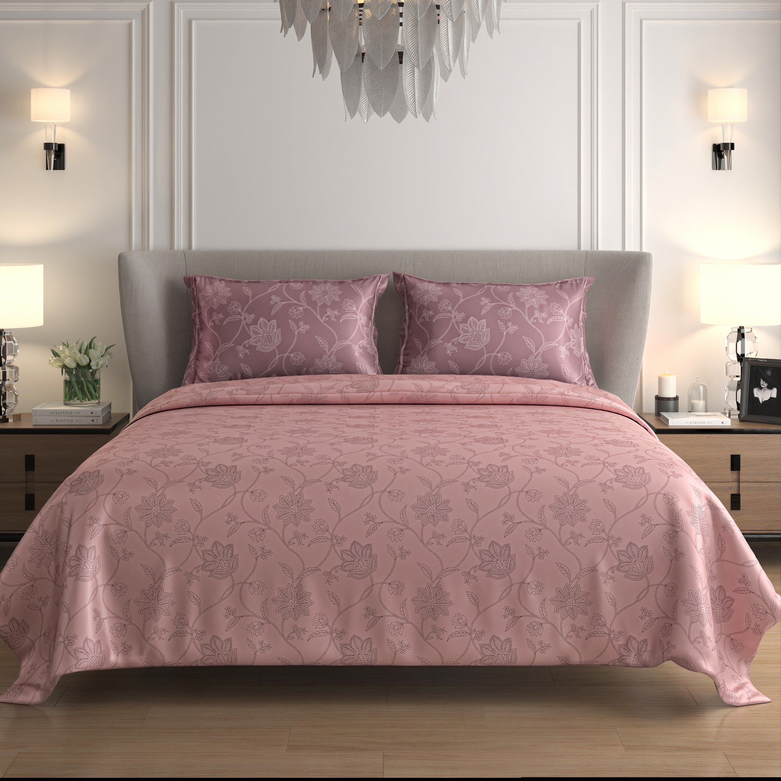 Luxury Satin Cotton King Size Bedsheet with 2 Pillow Covers – 210 TC (2.75m x 2.75m)