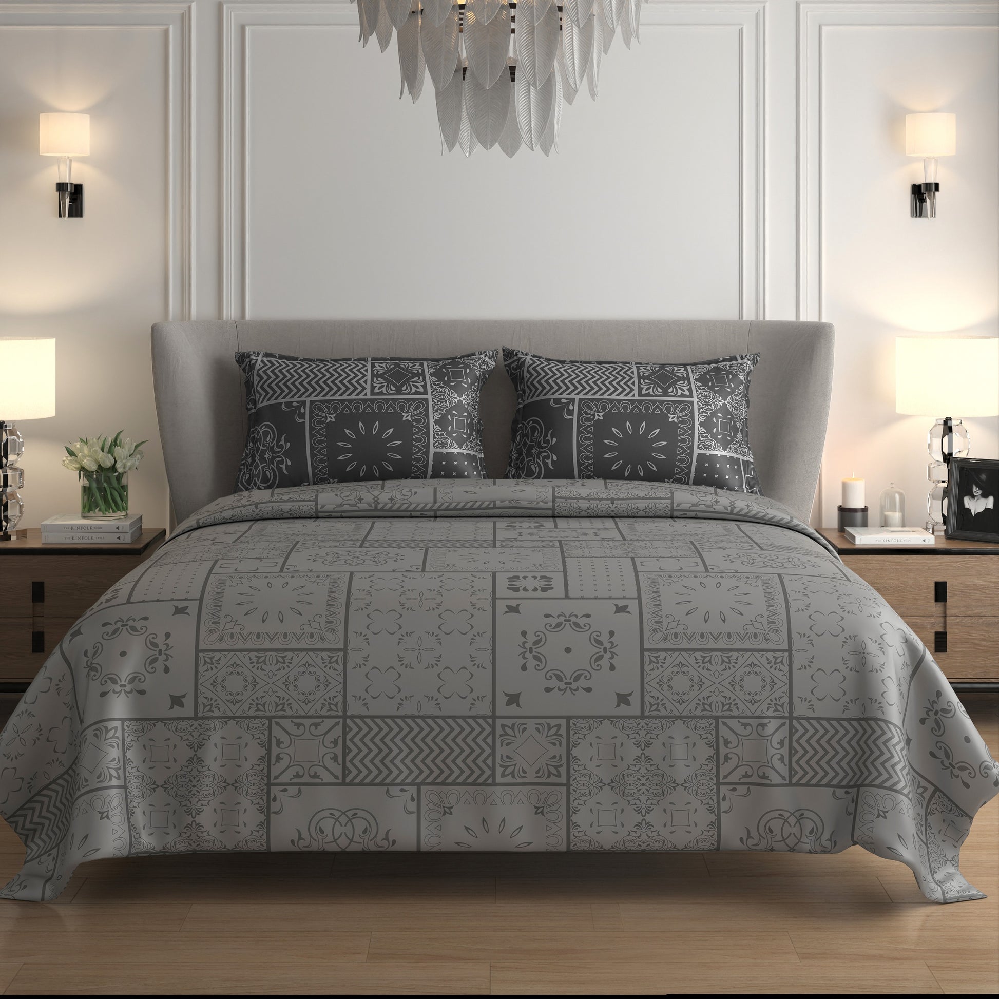 Luxury Satin Cotton King Size Bedsheet with 2 Pillow Covers – 210 TC (2.75m x 2.75m)