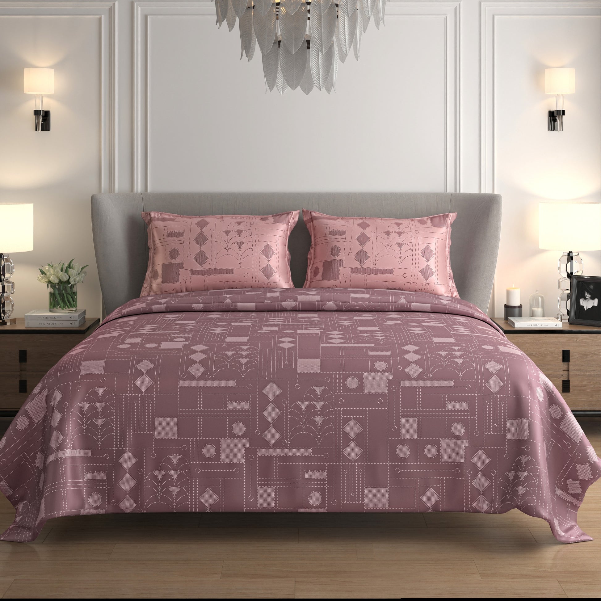 Luxury Satin Cotton King Size Bedsheet with 2 Pillow Covers – 210 TC (2.75m x 2.75m)