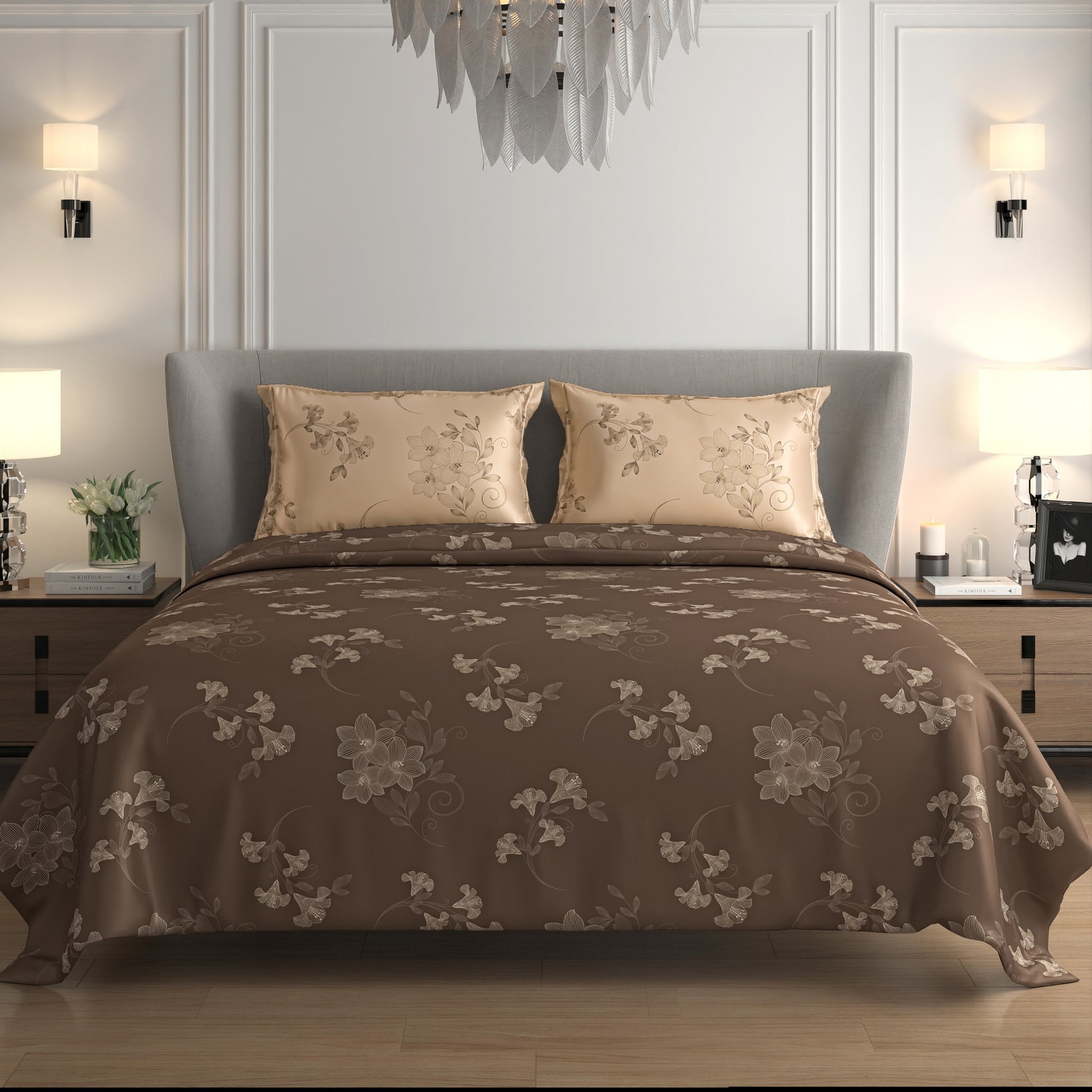 Luxury Satin Cotton King Size Bedsheet with 2 Pillow Covers – 210 TC (2.75m x 2.75m)