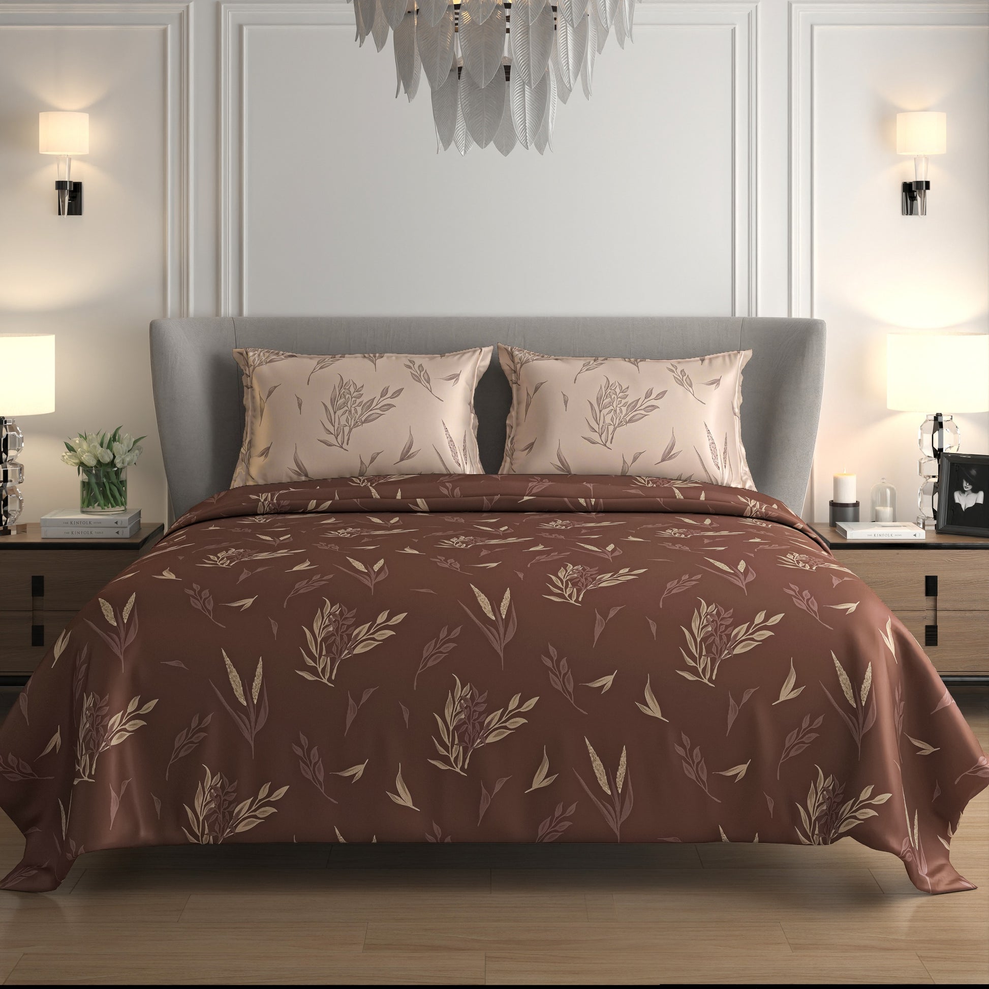 Luxury Satin Cotton King Size Bedsheet with 2 Pillow Covers – 210 TC (2.75m x 2.75m)