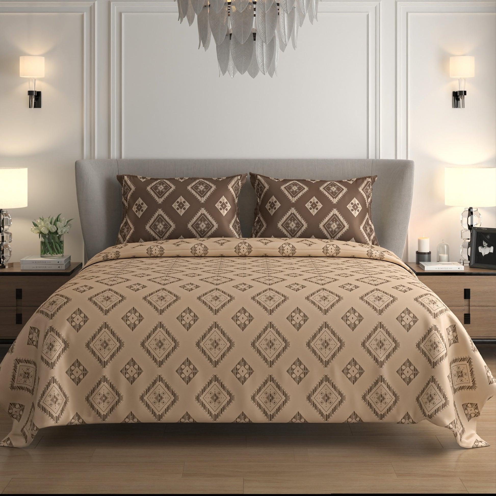 Luxury Satin Cotton King Size Bedsheet with 2 Pillow Covers – 210 TC (2.75m x 2.75m)