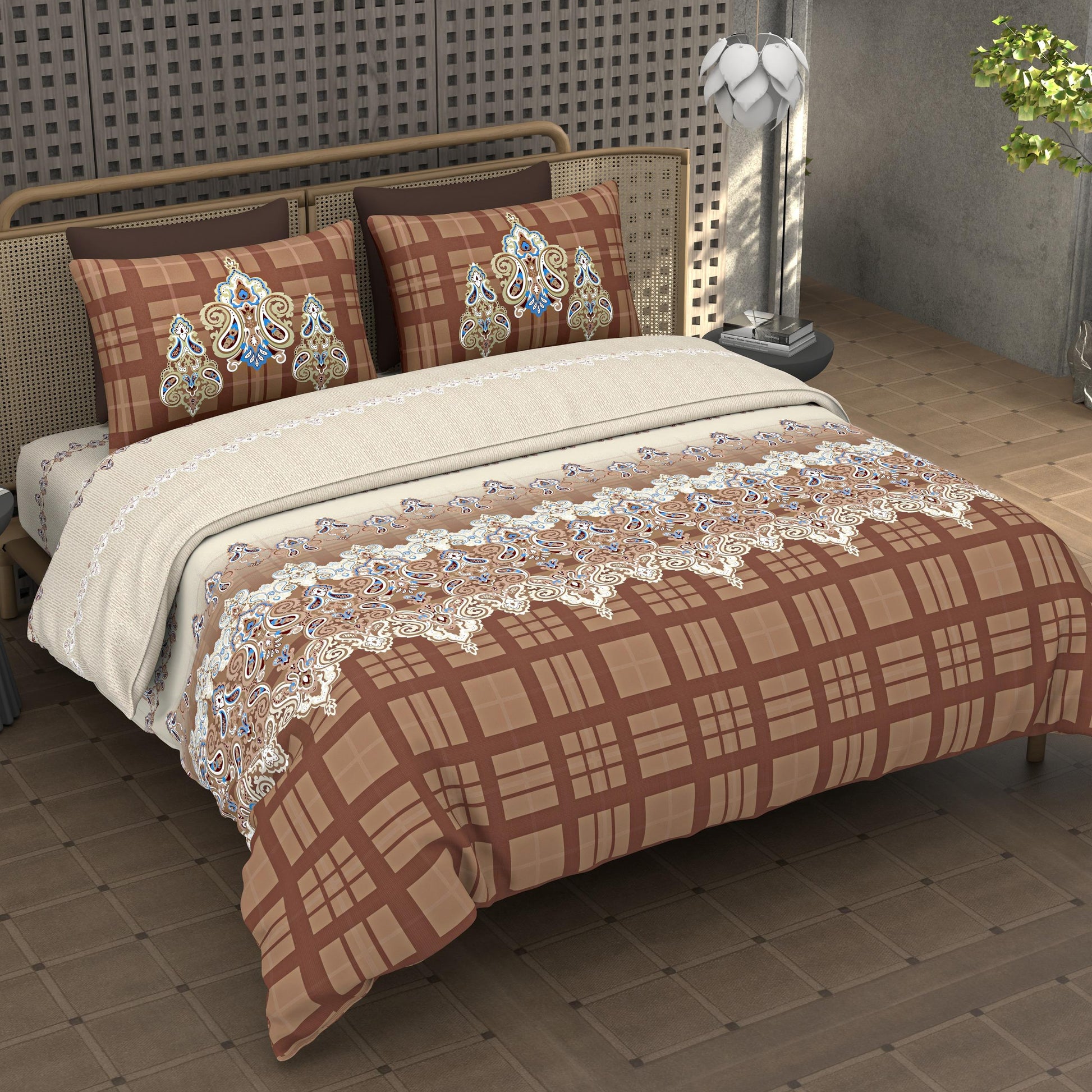 Premium Cotton King Size Double Bedsheet with 2 Pillow Covers – 144 TC
