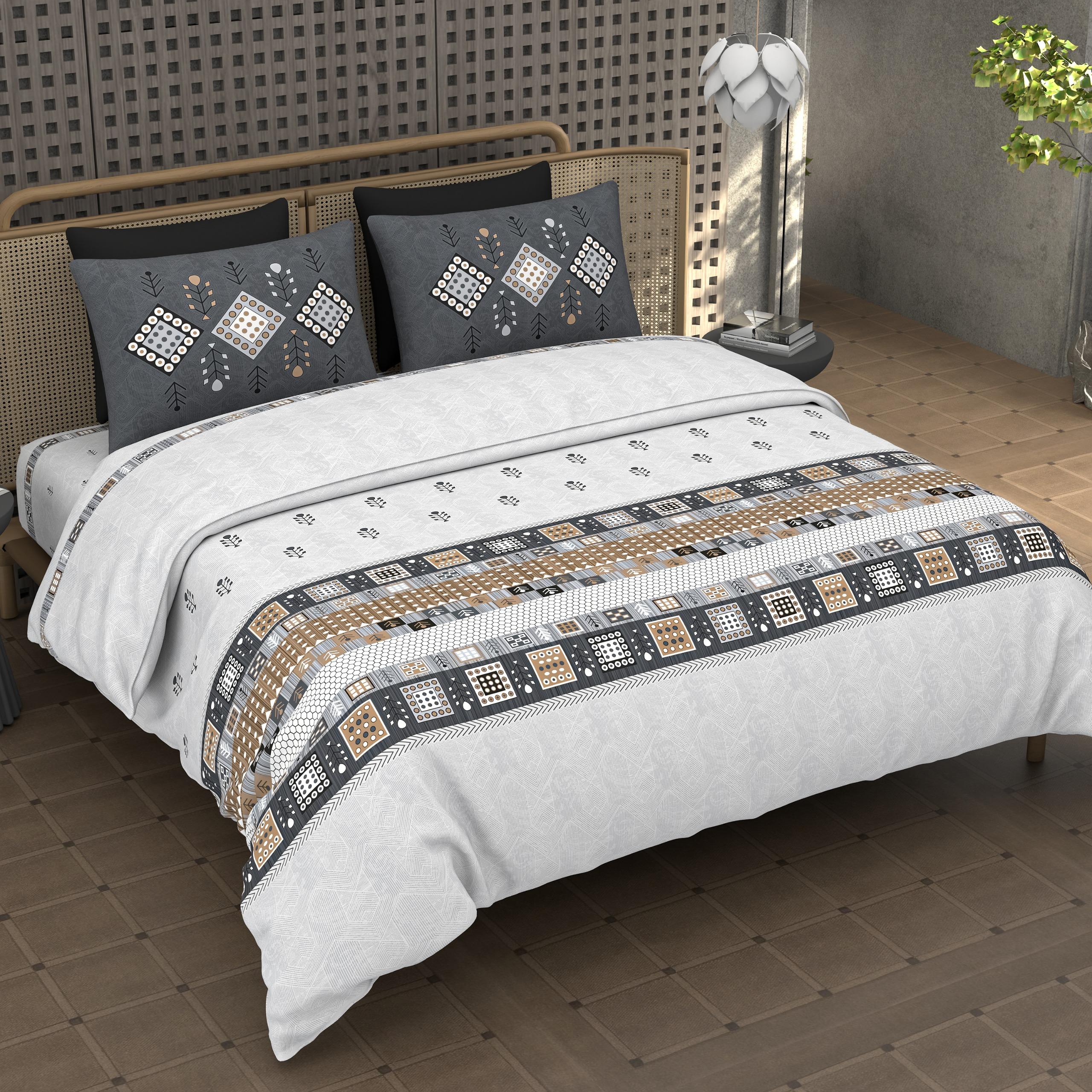 Premium Cotton King Size Double Bedsheet with 2 Pillow Covers – 144 TC