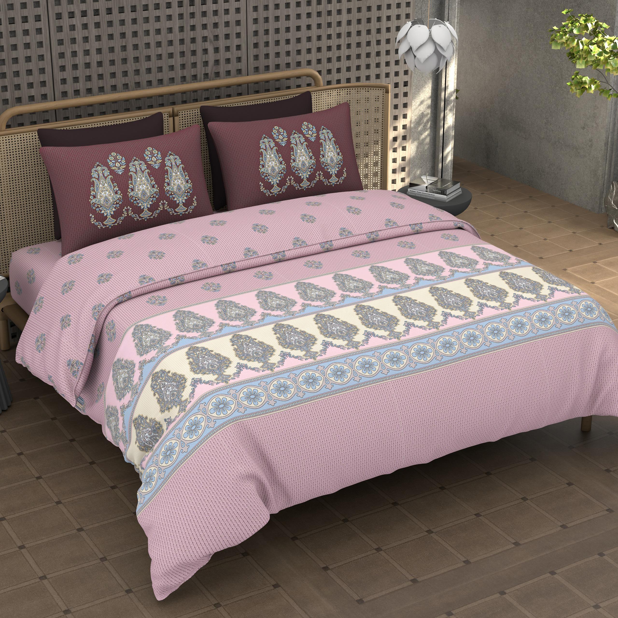 Premium Cotton King Size Double Bedsheet with 2 Pillow Covers – 144 TC (Copy)