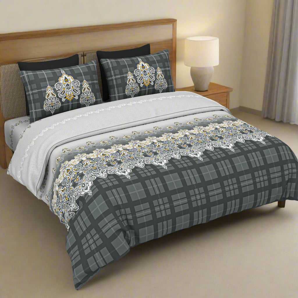 Premium Cotton King Size Double Bedsheet with 2 Pillow Covers – 144 TC