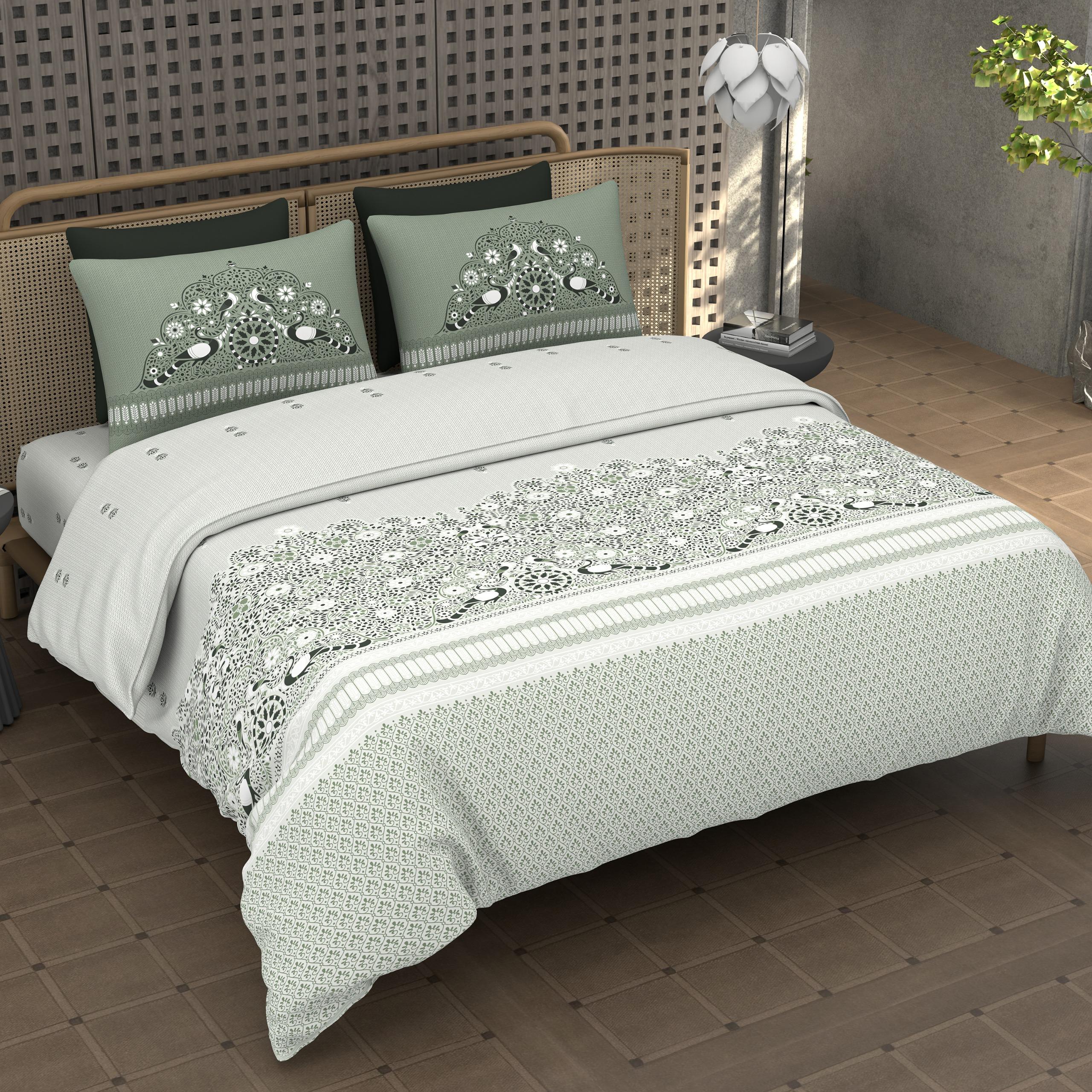 Premium Cotton King Size Double Bedsheet with 2 Pillow Covers – 144 TC