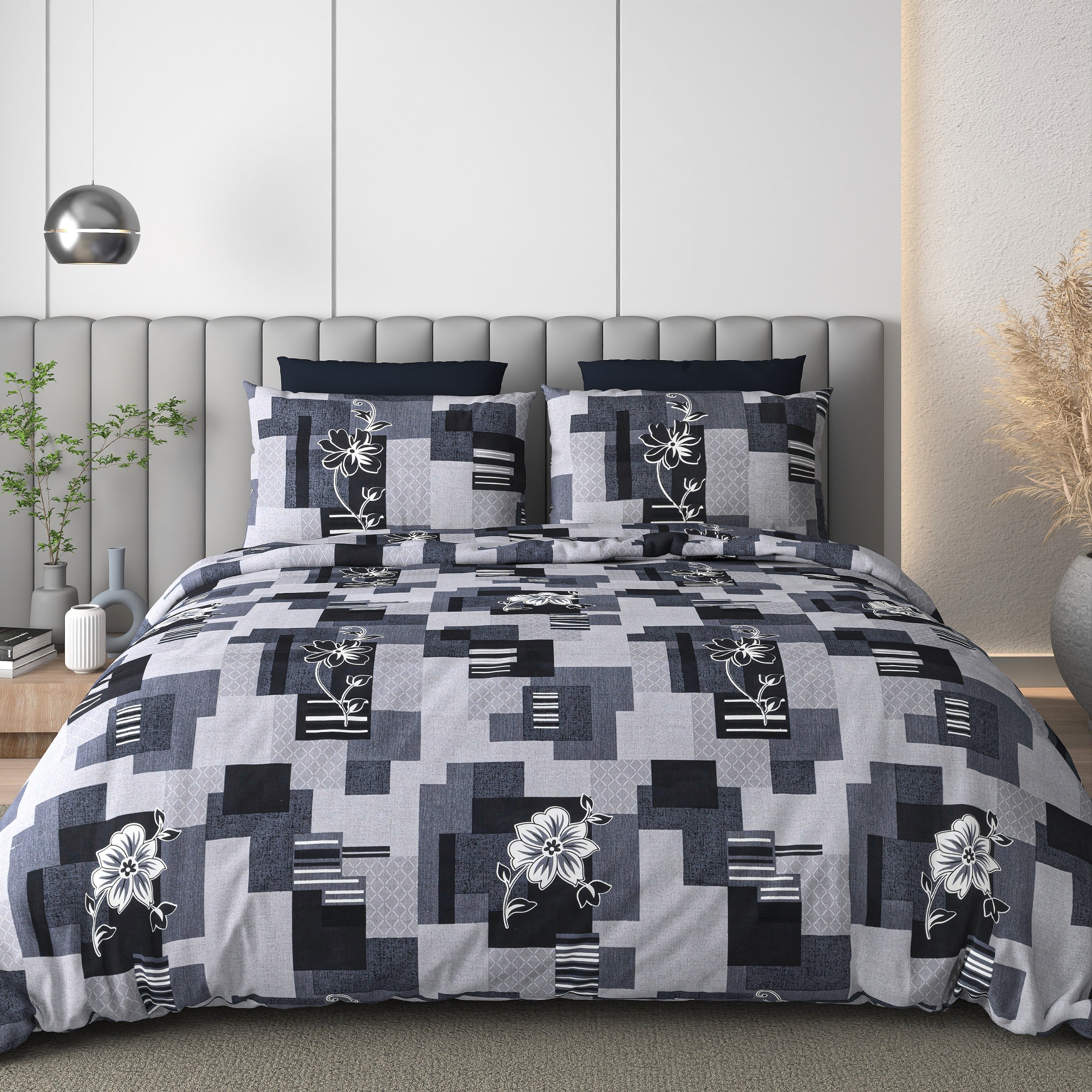 100% Cotton Queen Size Double Bedsheet with 2 Pillow Covers