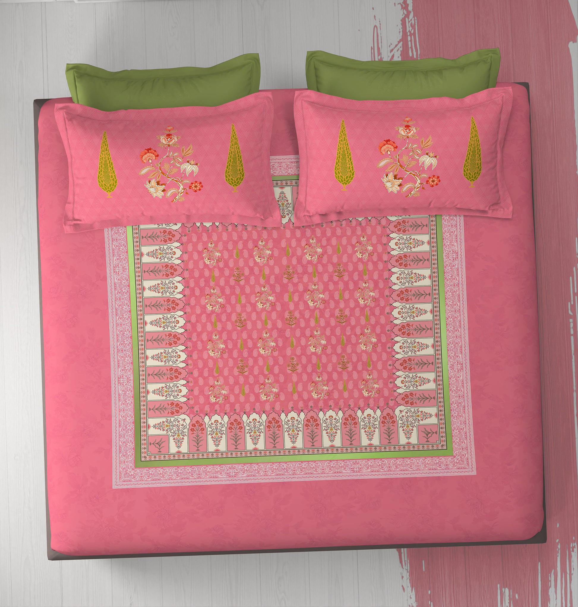 Luxury Satin Cotton 250TC King Size Bedsheet with 2 Pillow Covers (2.75m x 2.75m)