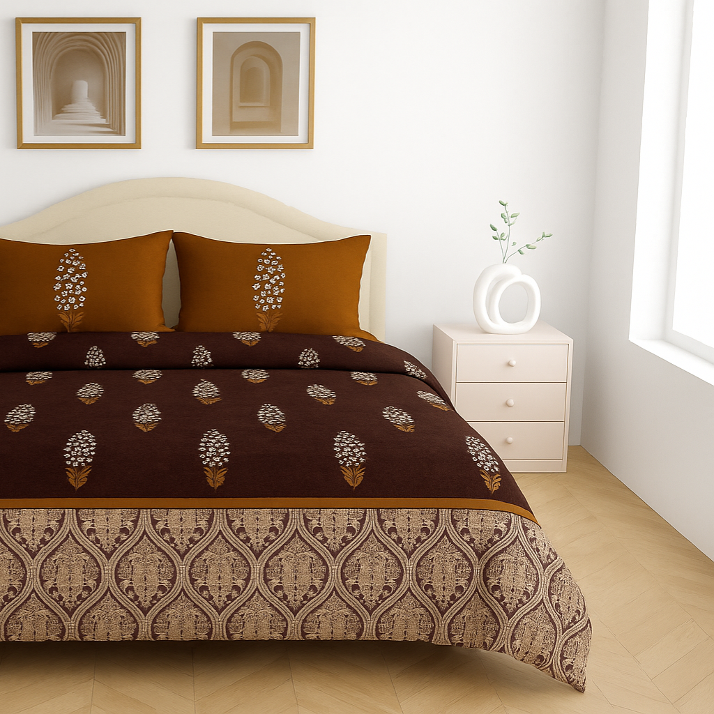Premium Cotton King Size Double Bed Sheet with 2 Pillow Covers – 120 TC