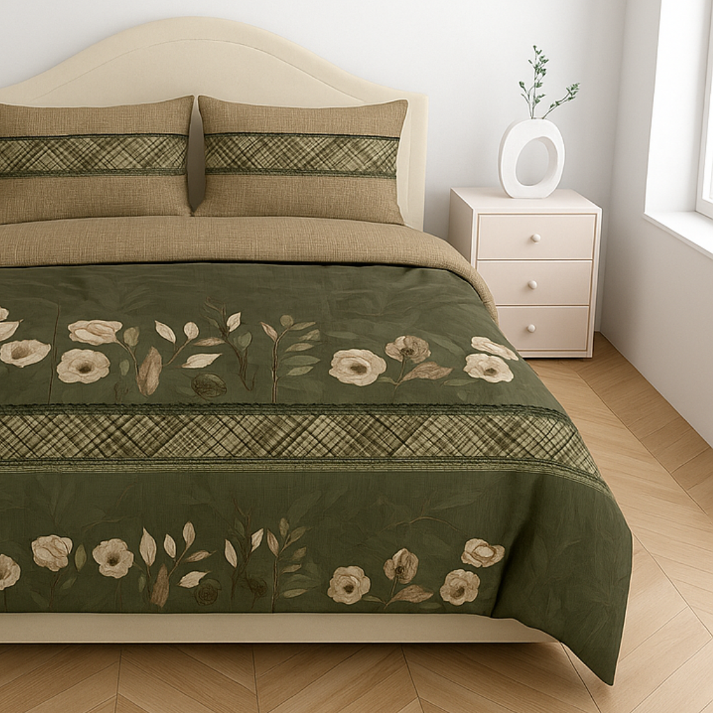 Luxury Satin Cotton 350 TC King Size Bedsheet with 2 Pillow Covers – 2.75 x 2.75 m