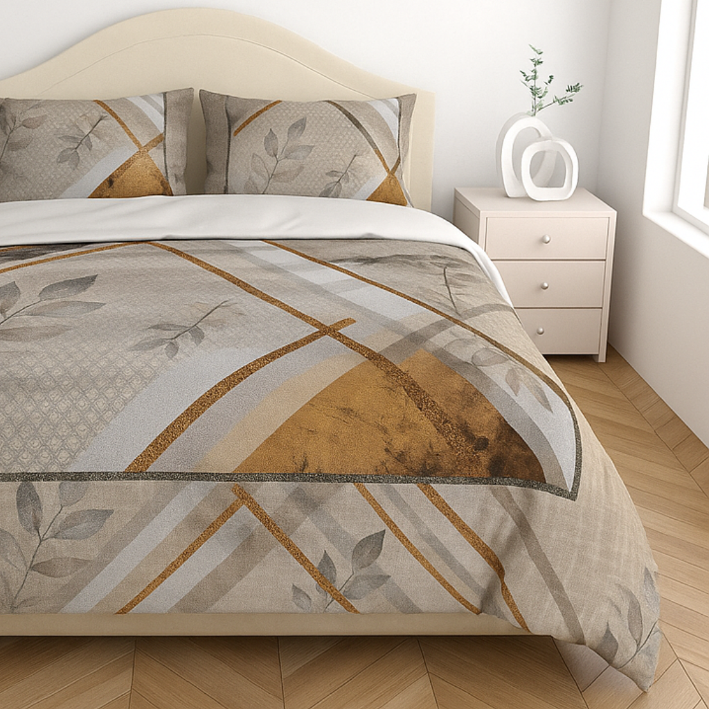 Luxury Satin Cotton 350 TC King Size Bedsheet with 2 Pillow Covers – 2.75 x 2.75 m