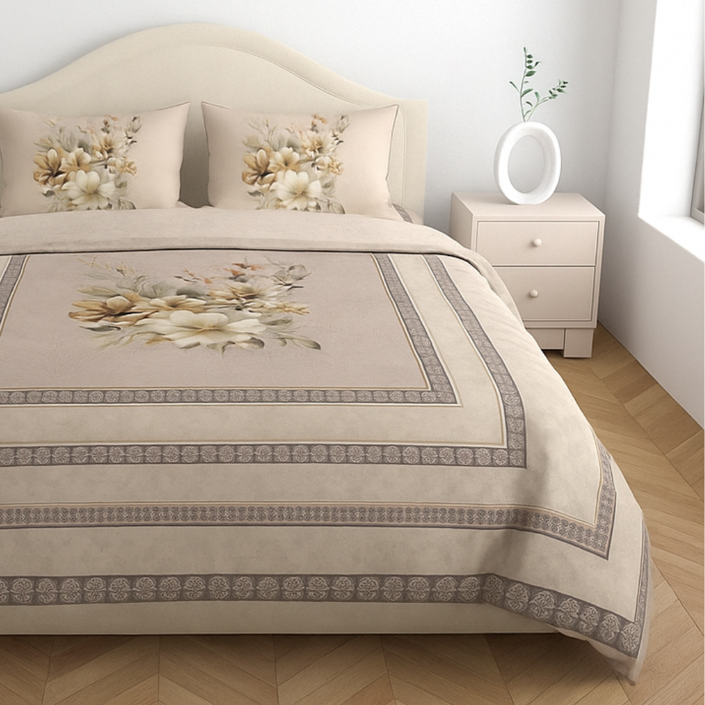 Luxury Satin Cotton 350 TC King Size Bedsheet with 2 Pillow Covers – 2.75 x 2.75 m