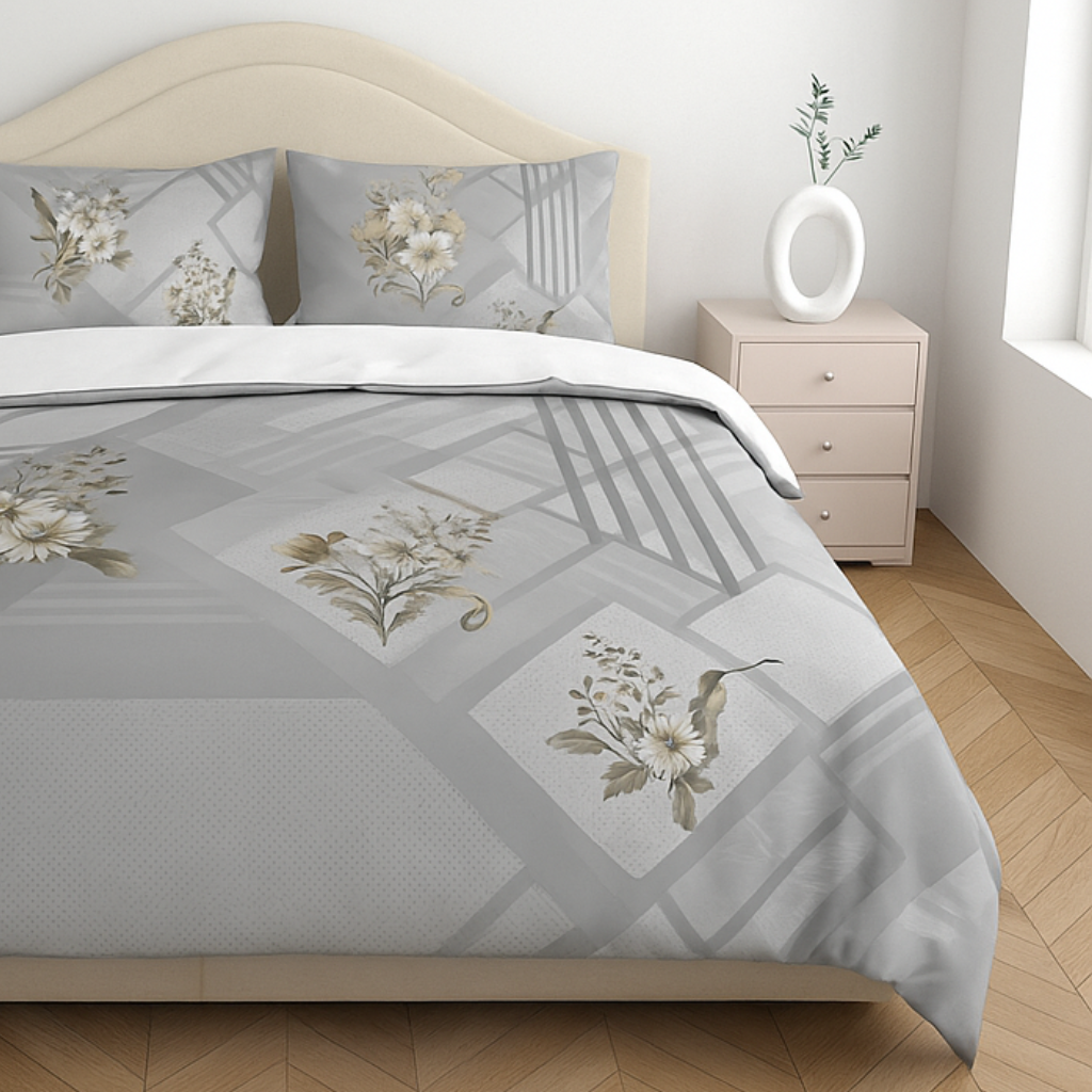 Luxury Satin Cotton 350 TC King Size Bedsheet with 2 Pillow Covers – 2.75 x 2.75 m